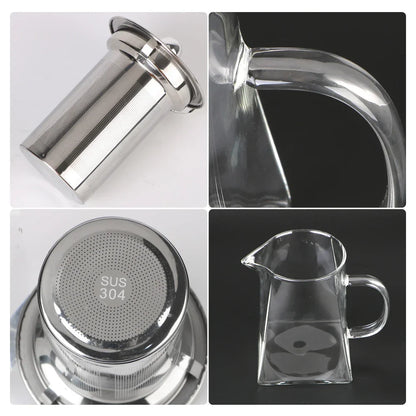 Clear Glass Teapot with Metal Strainer, 550/750/950ml