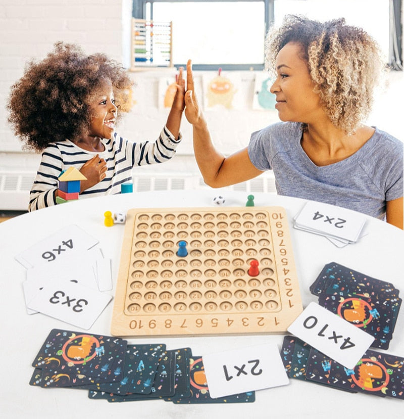 Wooden Math Learning Multiplication Board Game Set