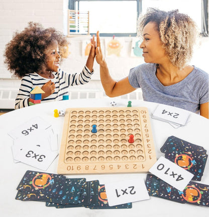 Wooden Math Learning Multiplication Board Game Set