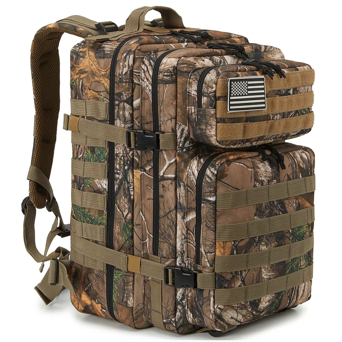 Durable 45L Tactical Backpack with Molle System - Khaki