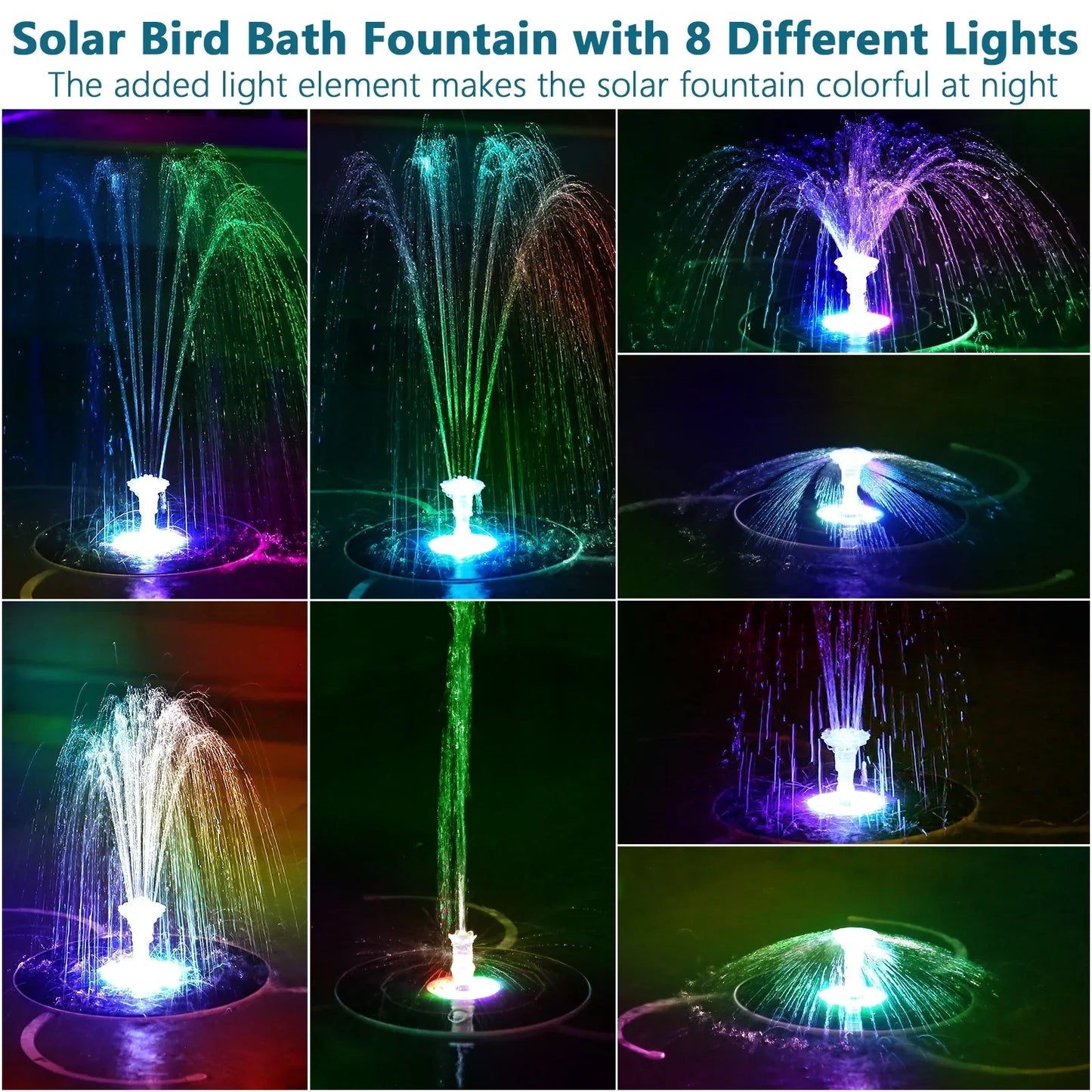 Solar Powered Fountain Pump Kit 6.5W with LED Light