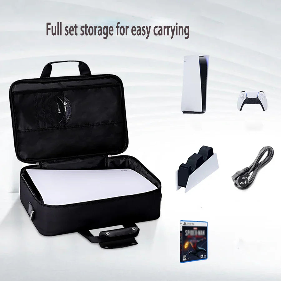 Durable PS5 Travel Bag with Shoulder Strap & Pockets