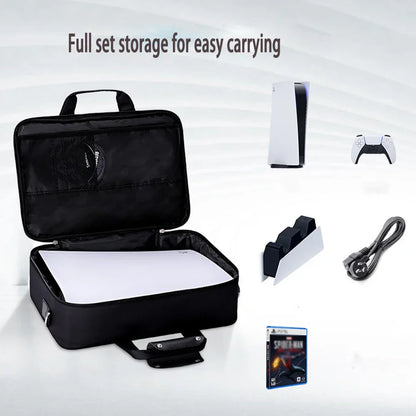 Durable PS5 Travel Bag with Shoulder Strap & Pockets