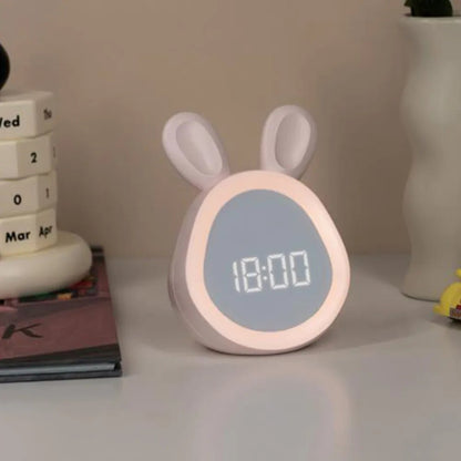 Cute Rabbit Kids Alarm Clock with Soft Night Light