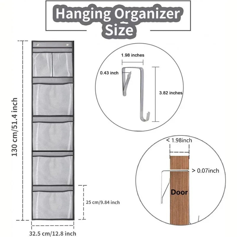 Over Door Storage Organizer with 5 Pocket Shelves