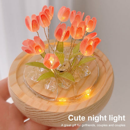 Beautiful Floral Glass Table Lamp