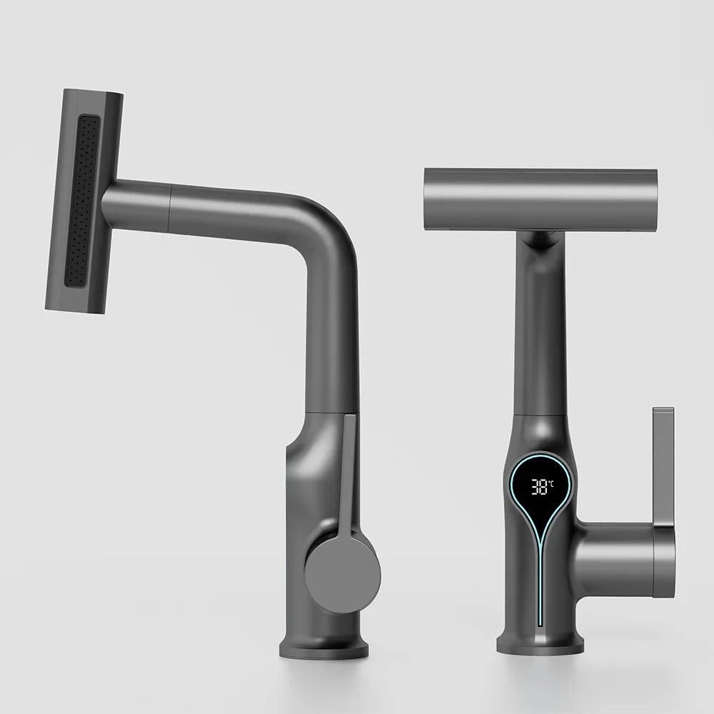 Modern Sink Faucet with LED Temperature Control