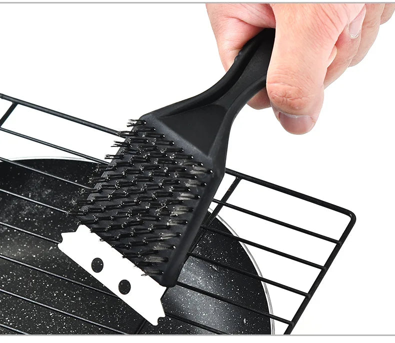 Premium 3-in-1 BBQ Brush with Stainless Steel Bristles
