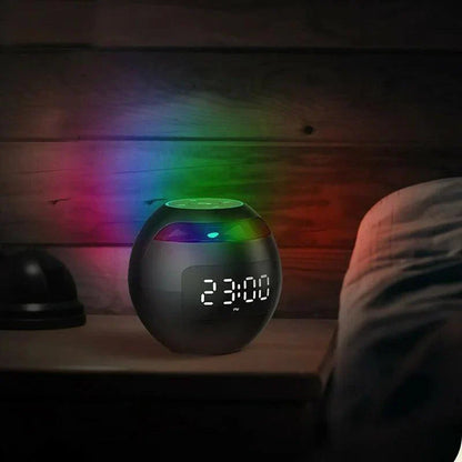 Compact Bluetooth Speaker Alarm Clock with LED Light