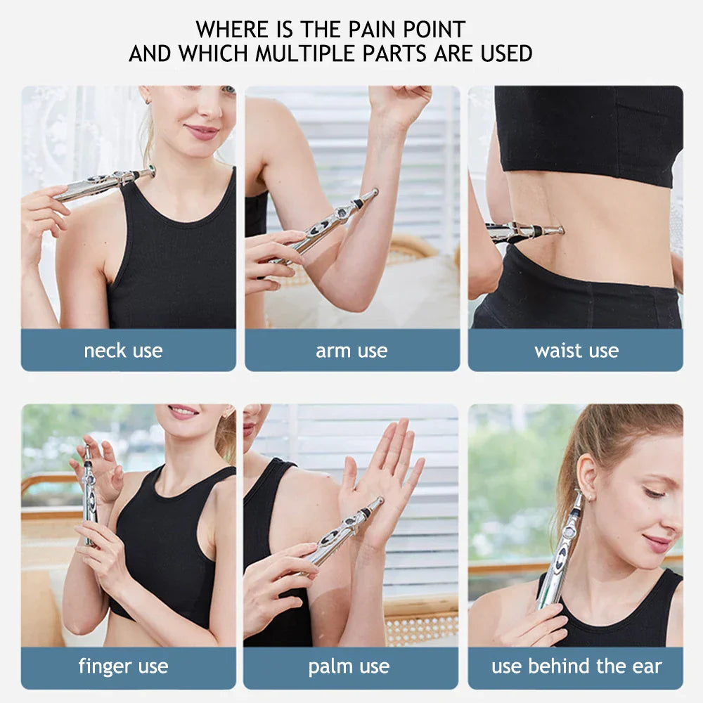 Relaxing Acupuncture Massage Pen - 5 Interchangeable Heads