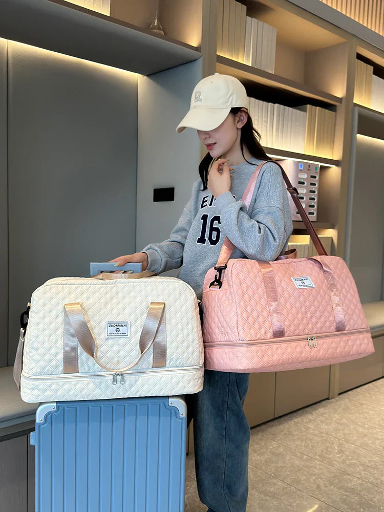Portable Travel Duffel Bag with Separate Shoe Pocket