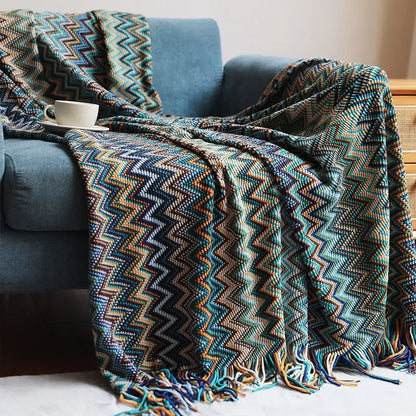 Cozy Fringe Throw Blanket Rustic Red Plush