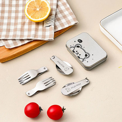 Portable Outdoor 3-Piece Stainless Steel Camping Utensils