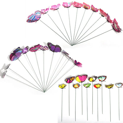 Vibrant Outdoor Butterfly Yard Stakes Set of 10