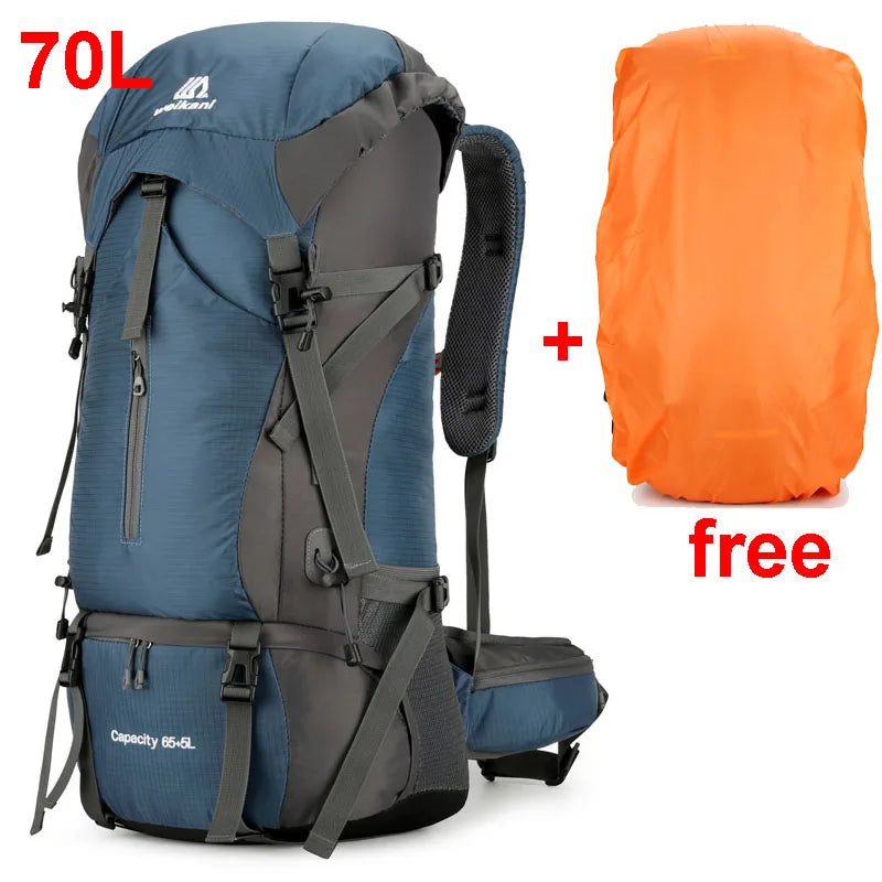 Durable 70L Hiking Backpack with Rain Cover