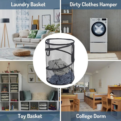 Portable Folding Laundry Hamper with Mesh Panel