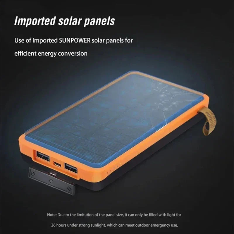 Portable Solar Power Bank 20000mAh Emergency Charger