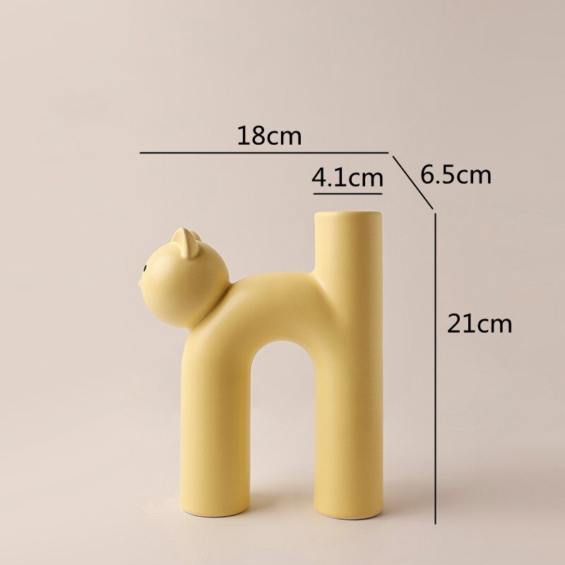 Decorative Clay Kitty Figurine Vase