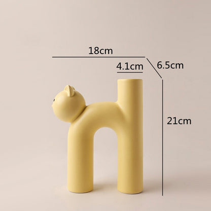 Decorative Clay Kitty Figurine Vase