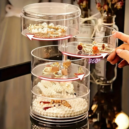 Clear 5 Tier Rotating Jewelry Organizer Box