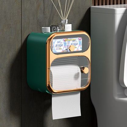 Space-Saving Wall Mount Toilet Paper Holder Storage