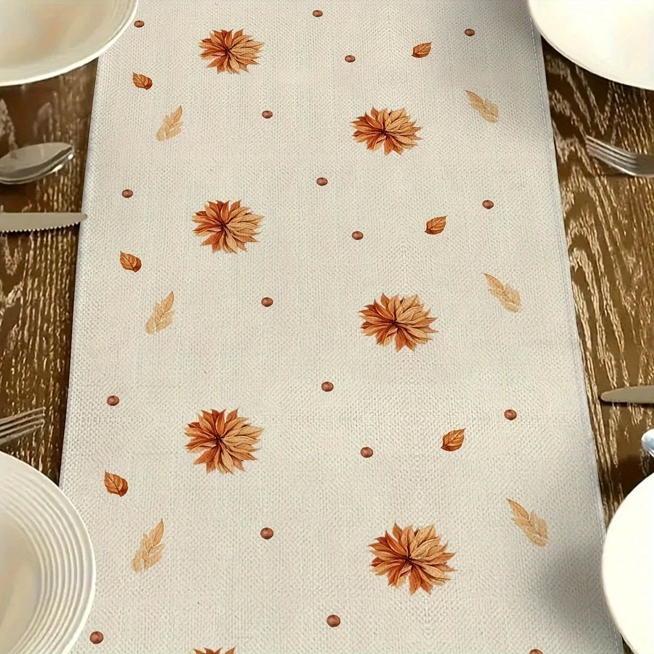 Warm Fall Table Runner with Pumpkin Design