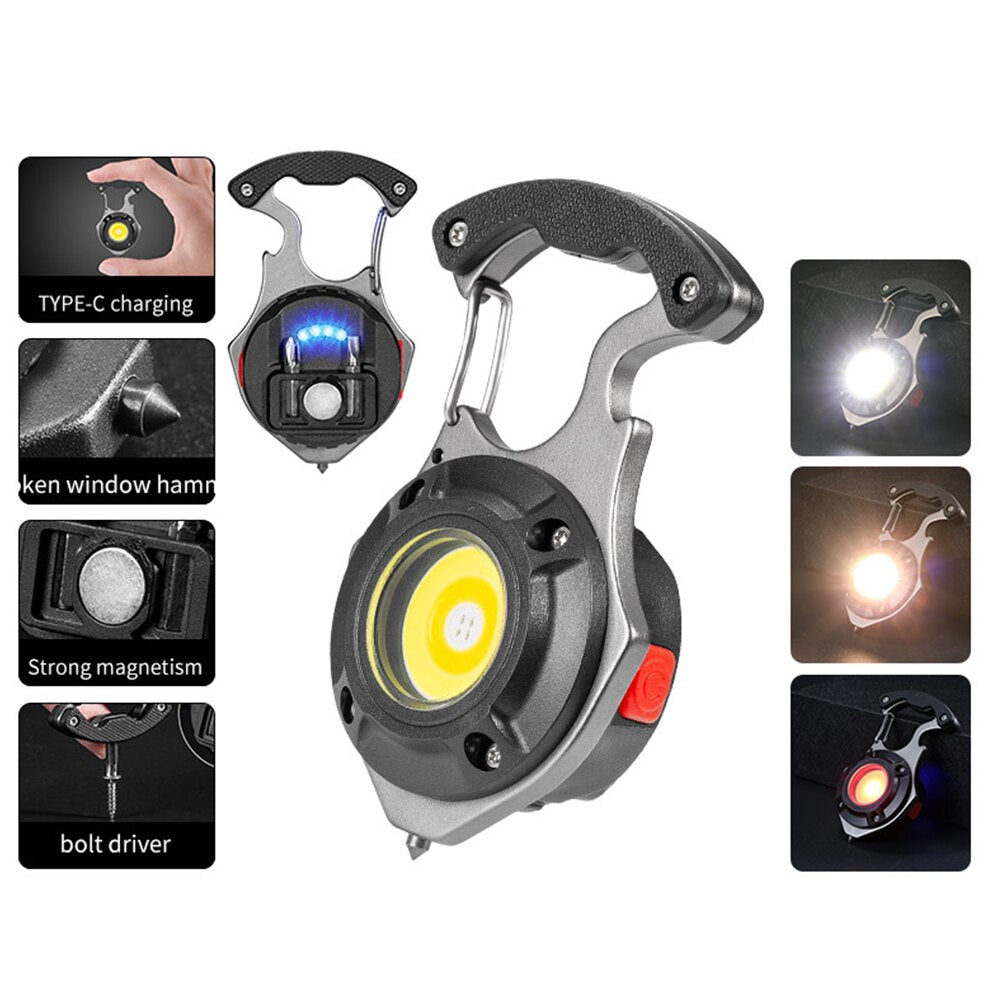Compact Multi Tool LED Keychain Flashlight