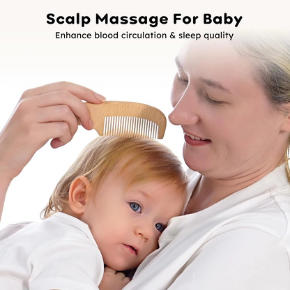 Gentle Wood Baby Hair Brush and Comb Set with Soft Bristles