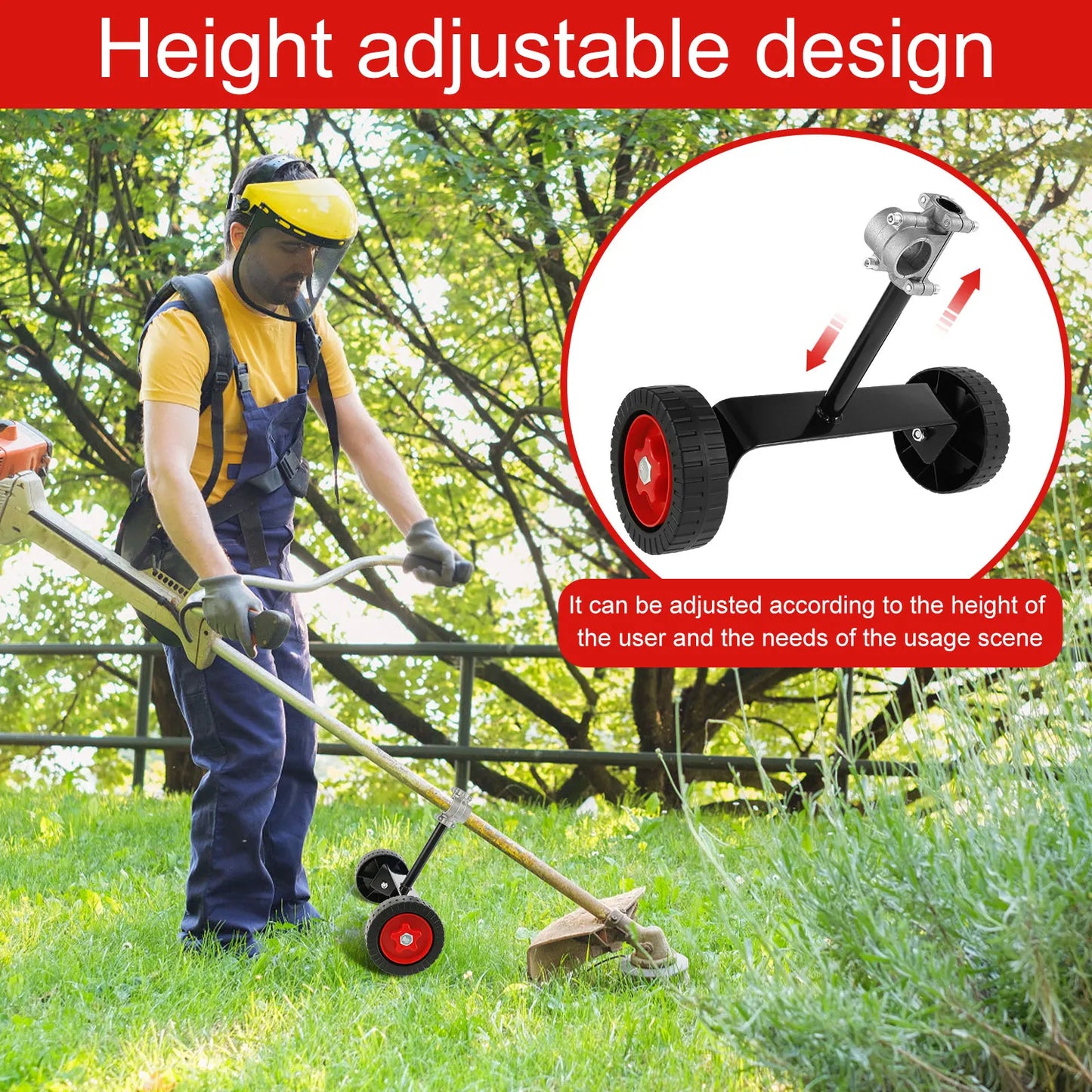 Adjustable Lawn Mower Support Wheel Kit