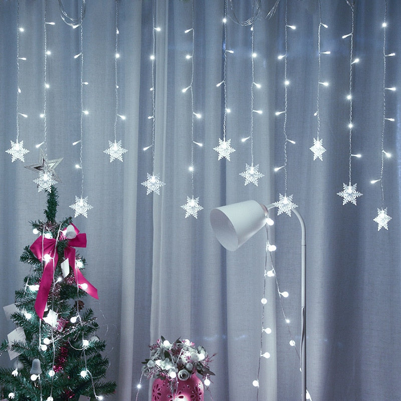 Colorful LED Snowflake String Lights