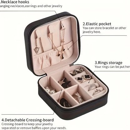 Portable Jewelry Travel Box PU Leather Case