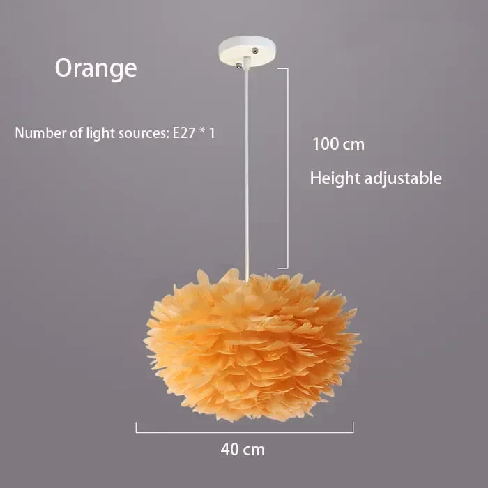 Simple Nordic Feather Drop Light with LED