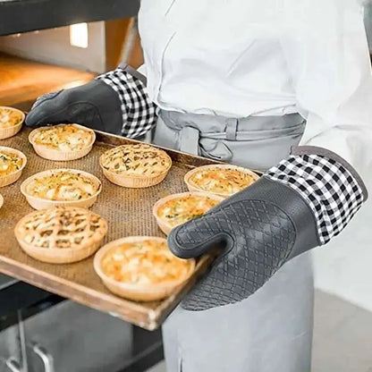 Heat Resistant Silicone Oven Gloves for Cooking & Grilling