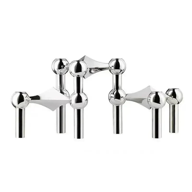 Contemporary Metal Candle Holder – Sleek Silver Candle Stand