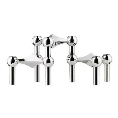 Contemporary Metal Candle Holder – Sleek Silver Candle Stand