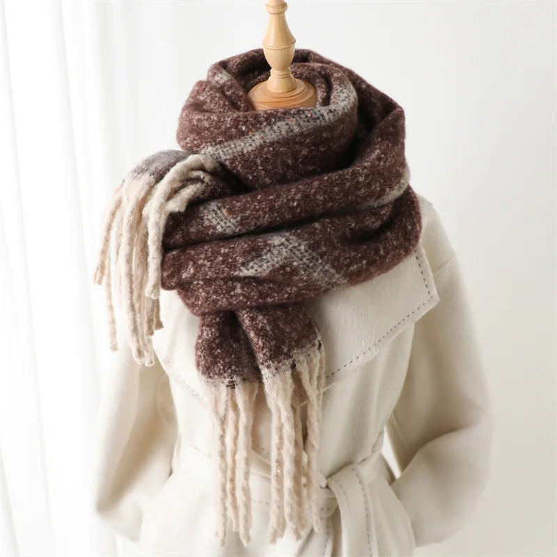 Soft Cashmere Blend Winter Scarf with Tassels