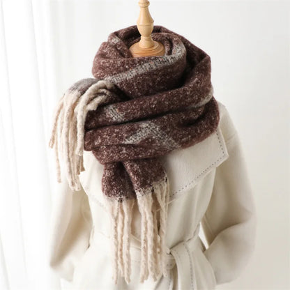Soft Cashmere Blend Winter Scarf with Tassels