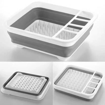 Compact Foldable Dish Drying Rack with Drain Tray