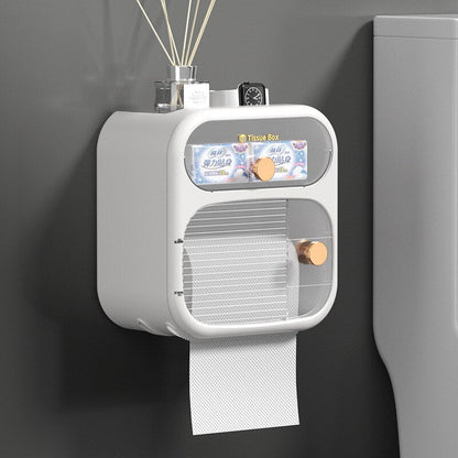 Space-Saving Wall Mount Toilet Paper Holder Storage