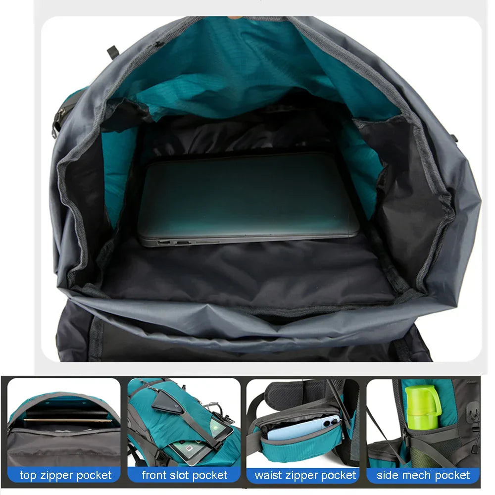 Durable 70L Hiking Backpack with Rain Cover