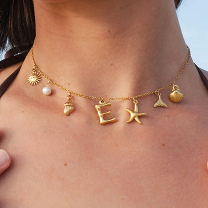 Customized Seashell Monogram Pendant Necklace