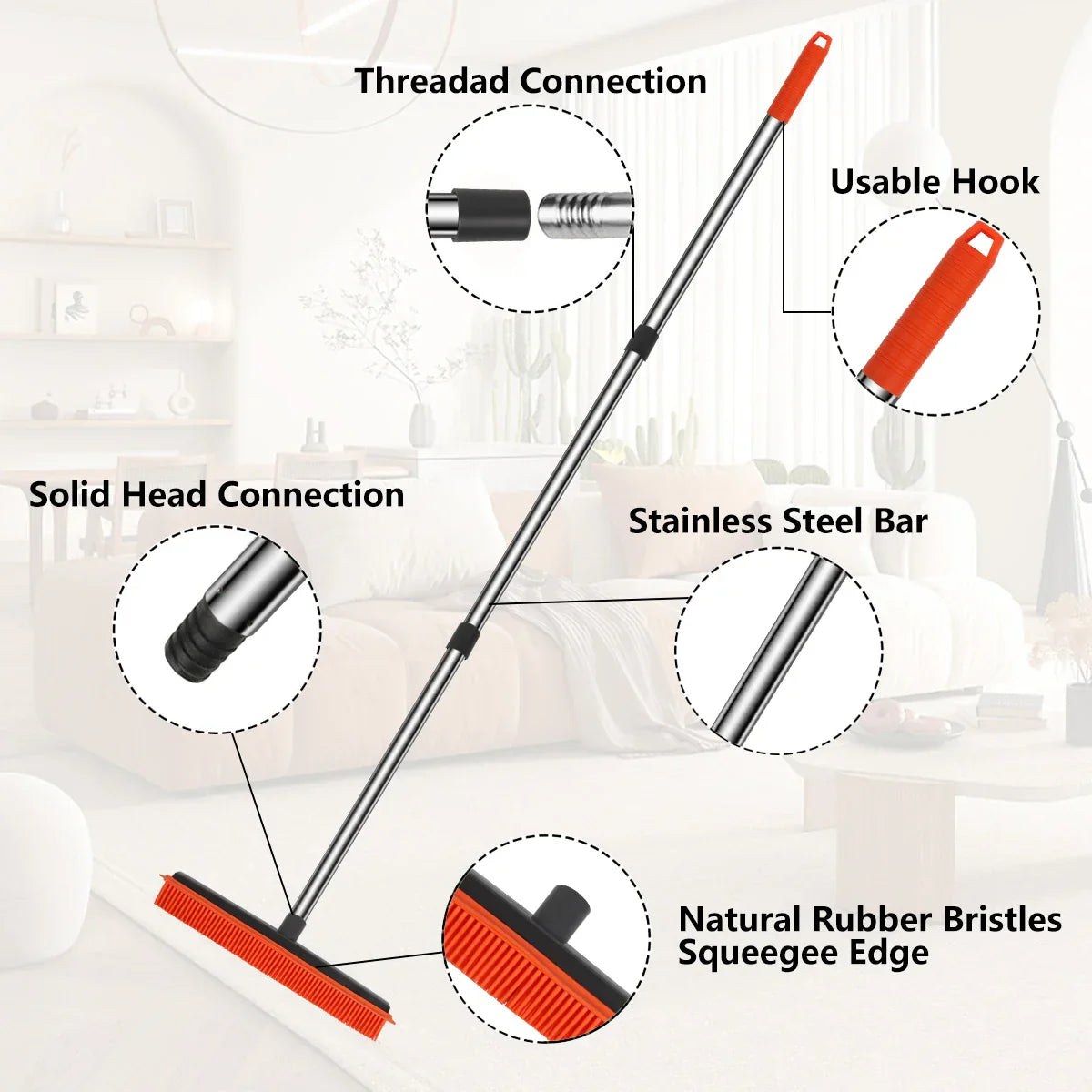 Easy Sweep Pet Hair Rubber Broom