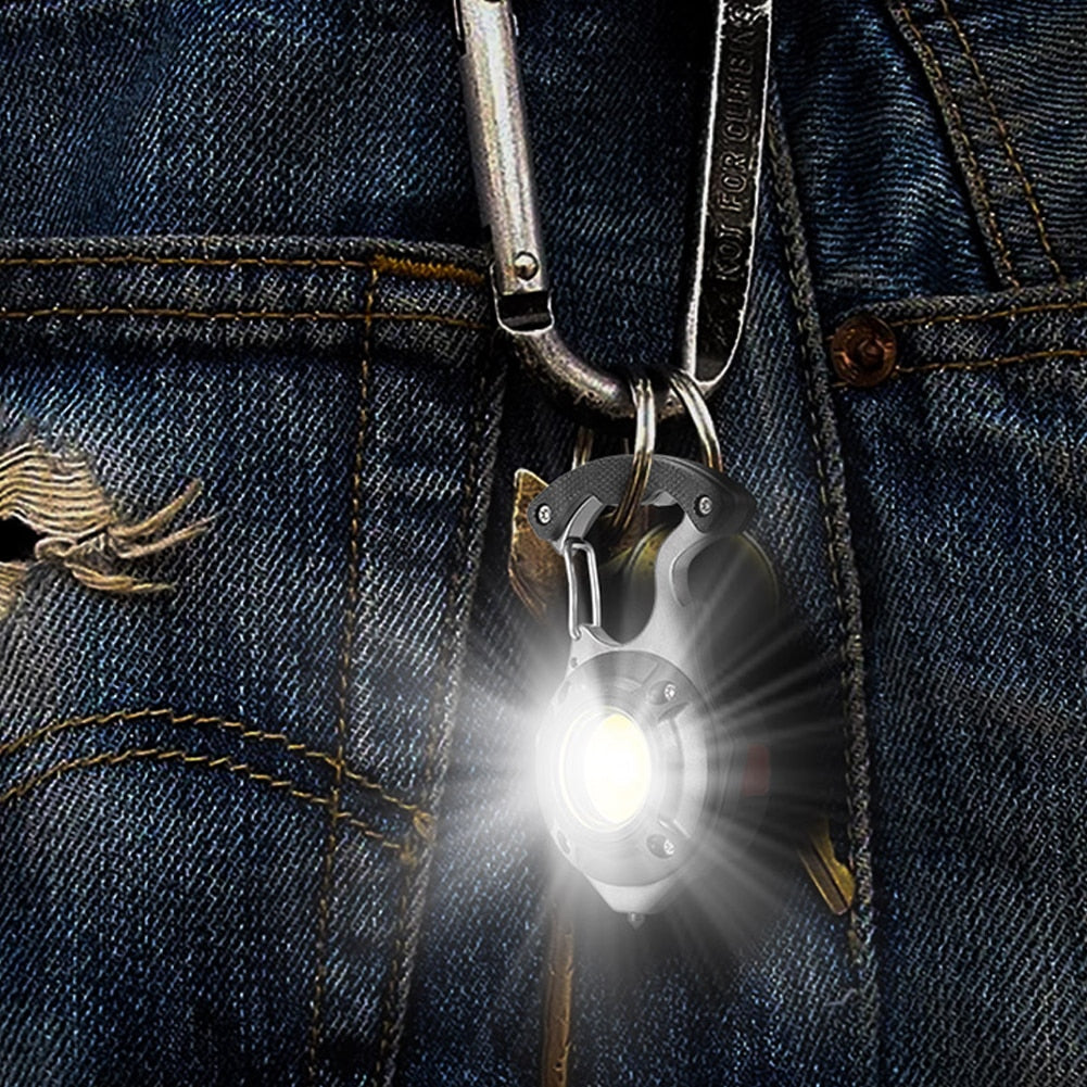 Compact Multi Tool LED Keychain Flashlight