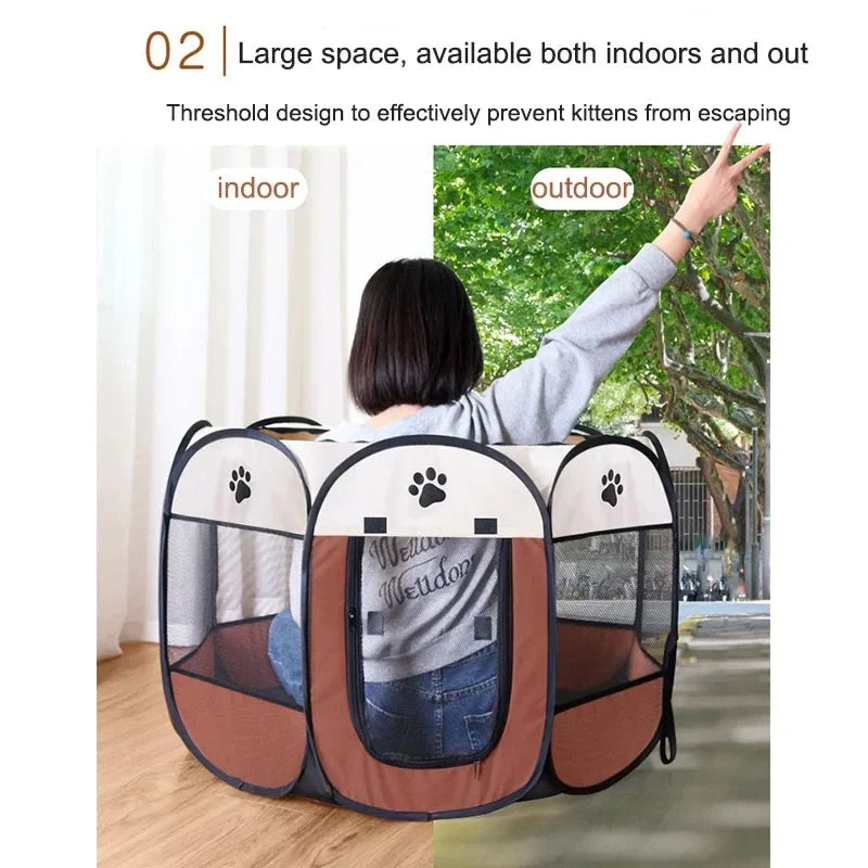 Collapsible Pet Playpen Tent for Cats and Small Dogs