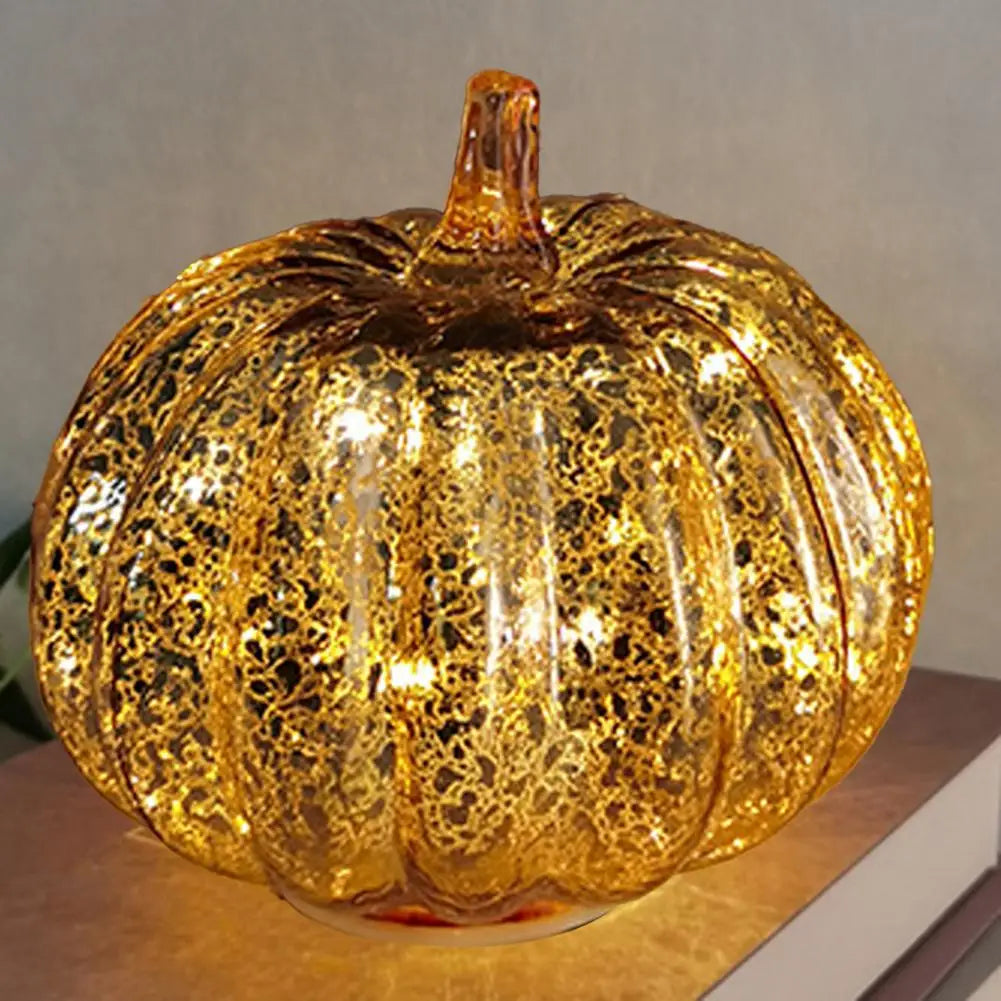 Warm Glass Pumpkin LED Decor for Fall & Halloween
