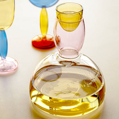 Colorful Glass Chalice and Carafe Set by Phillips