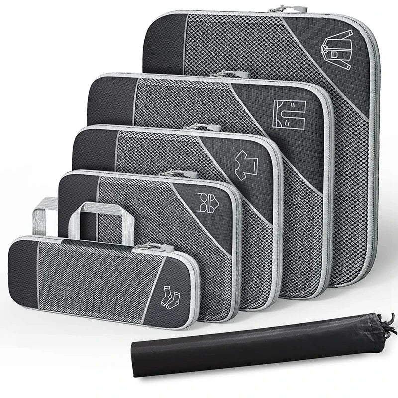 Compact Travel Packing Cube Set 6pc Waterproof Bags