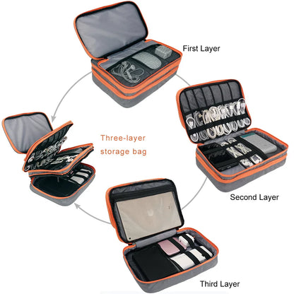 Premium Electronics Case 3-Layer Cable Organizer Bag