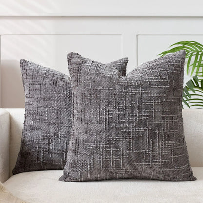 Soft Chenille Pillow with Natural Bamboo Pattern