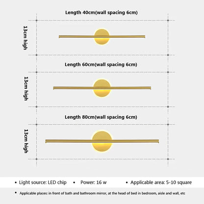 Stylish LED Wall Lamp Black Gold 3 Color